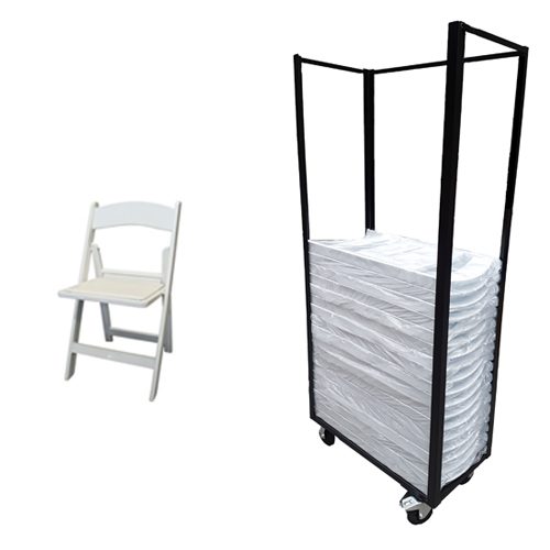 AANBIEDING: Weddingchairs trouwstoelen, all weather chair met transportkar