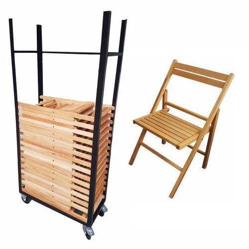 AANBIEDING Transportkar met 25 houten klapstoelen Uit voorraad leverbaar direct af fabriek Meubelfabriek Nienhuis BV